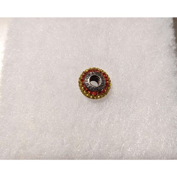 AUTHENTIC PANDORA RARE & RETIRED Red & Yellow stone adorned bead - Picture 2 of 4